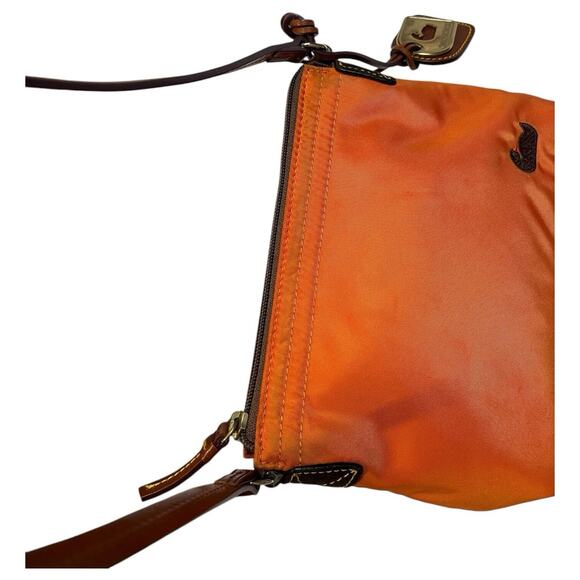 Dooney Bourke Purse Crossbody Orange Brown Embroidered Logo Boho Classic Preppy - Picture 14 of 16